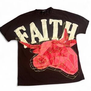 Faith Cotton T-Shirt with Bull Design‎ Size Large